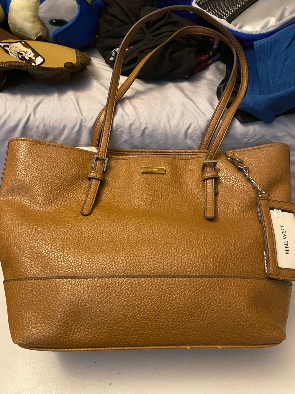 Nine West Caramel Tan Pebbled Leather Tote